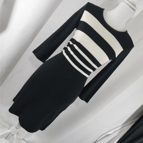 NWOT! TALBOTS! FAB BLACK & CREAM STRIPED KNIT, LONG SLEEVED SWEATER DRESS! SZ XS - Picture 8 of 8